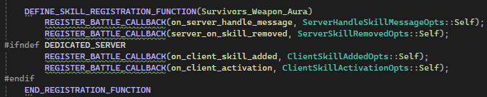 Registration of callbacks